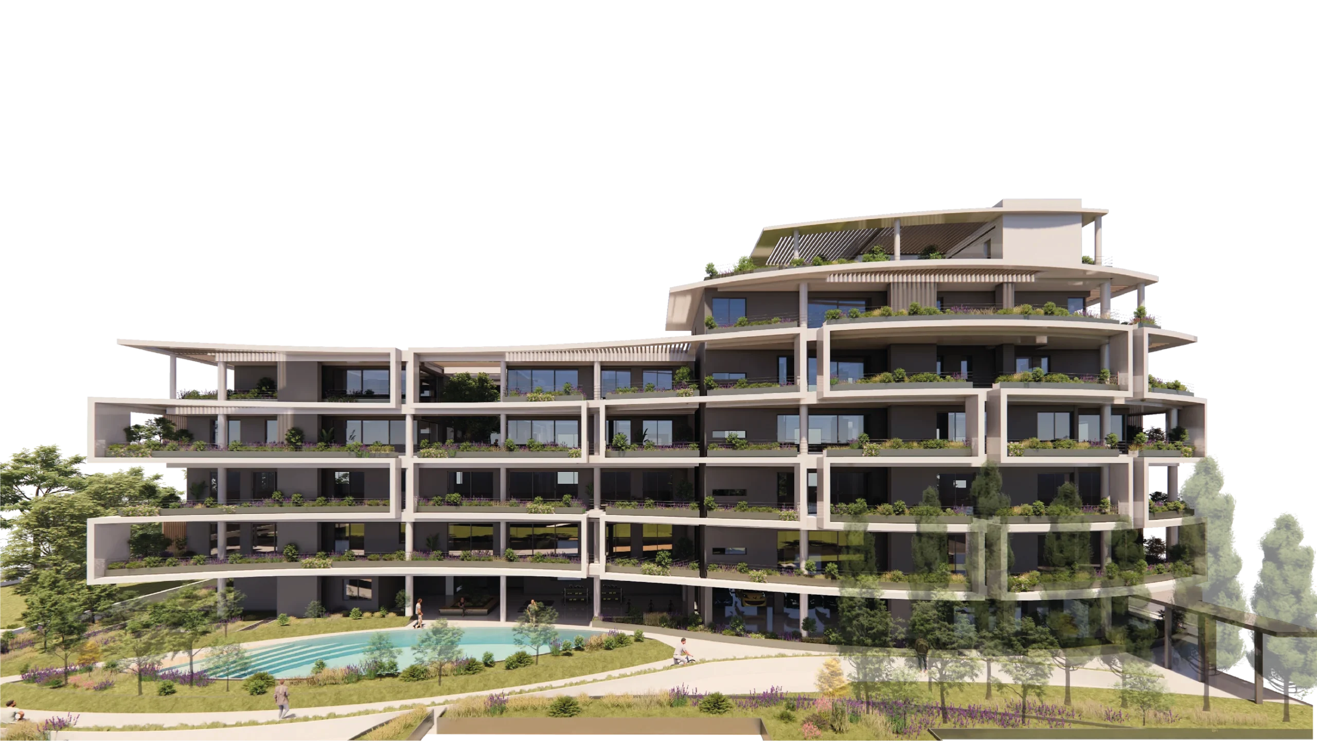 Front elevation of the Gardens building at Platonos Gardens