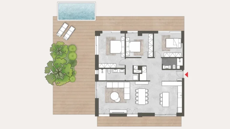 Floor plan of apartment 01 at Platonos Gardens