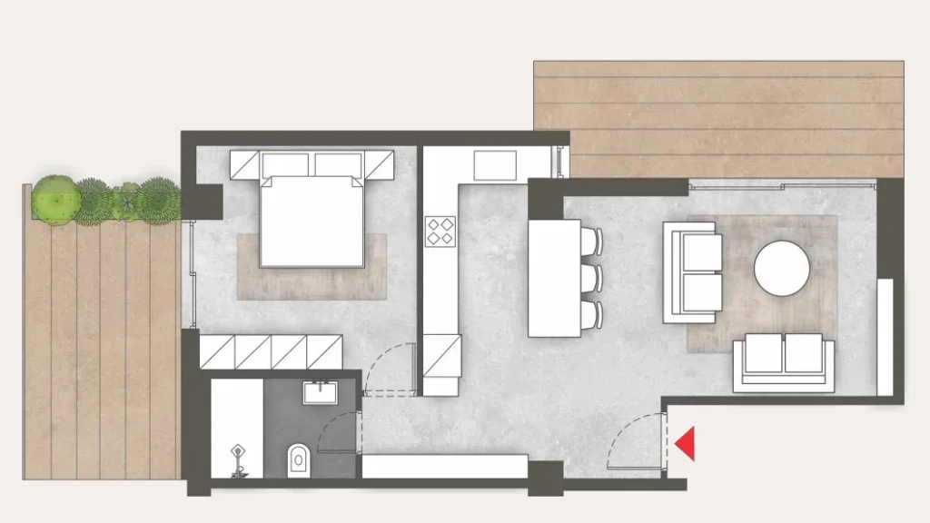 Floor plan of apartment 05 at Platonos Gardens