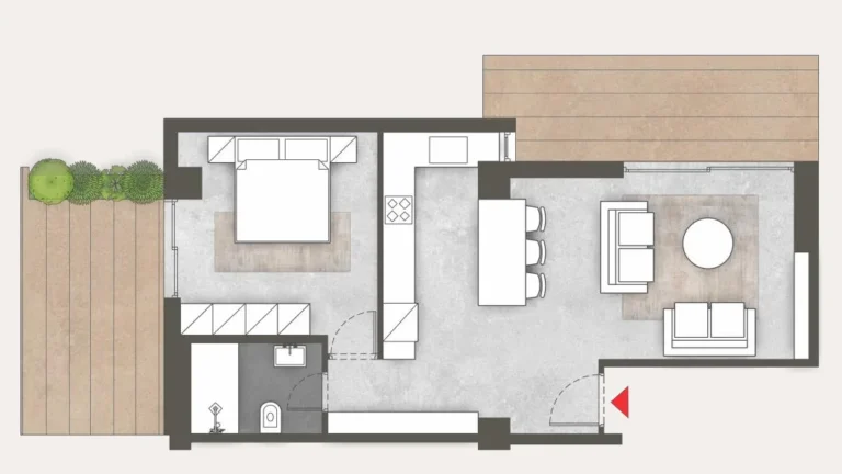Floor plan of apartment 05 at Platonos Gardens