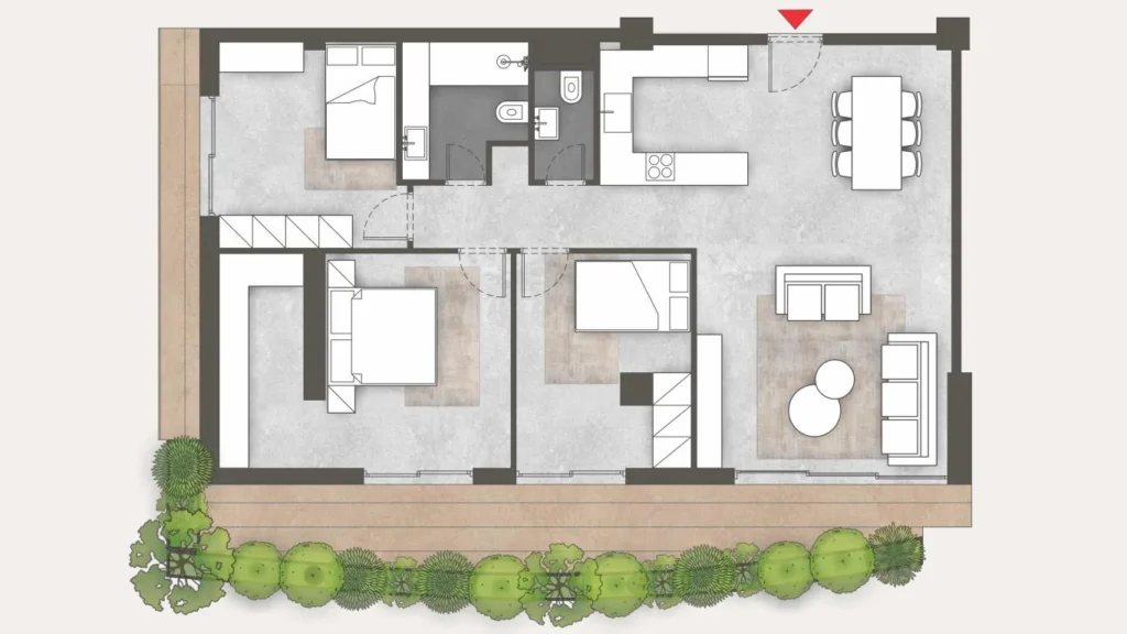 Floor plan of apartment 06 at Platonos Gardens