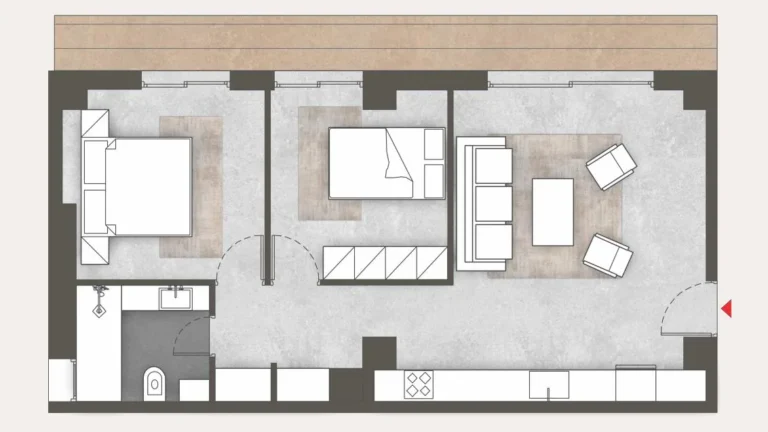 Floor plan of apartment 08 at Platonos Gardens