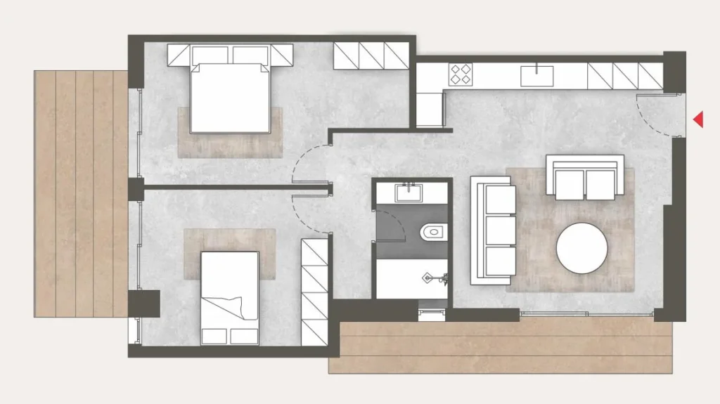Floor plan of apartment 16 at Platonos Gardens