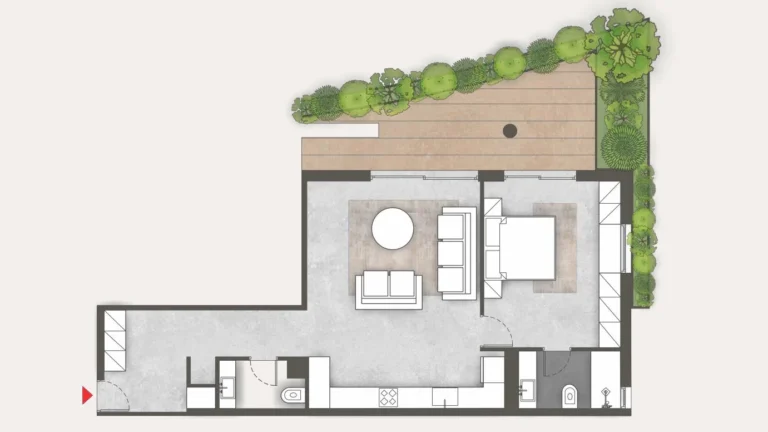 Floor plan of apartment 18 at Platonos Gardens