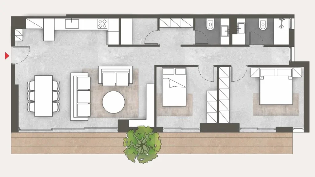 Floor plan of apartment 19 at Platonos Gardens