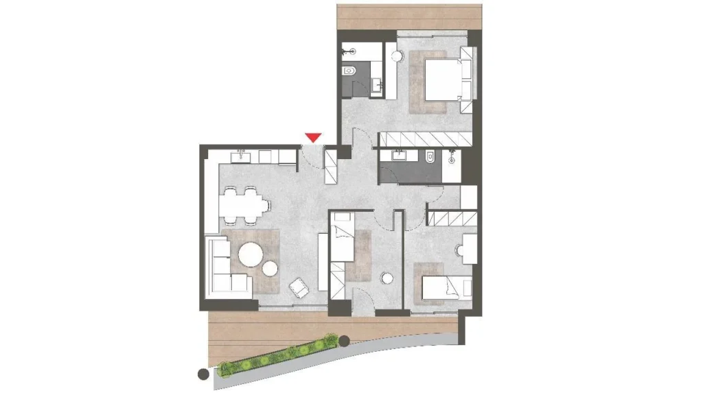 Floor plan of apartment 22 at Platonos Gardens
