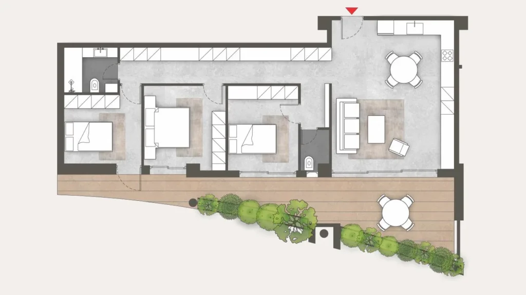 Floor plan of apartment 24 at Platonos Gardens
