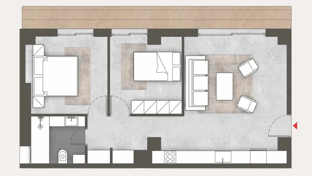 Floor plan of apartment 39 at Platonos Gardens
