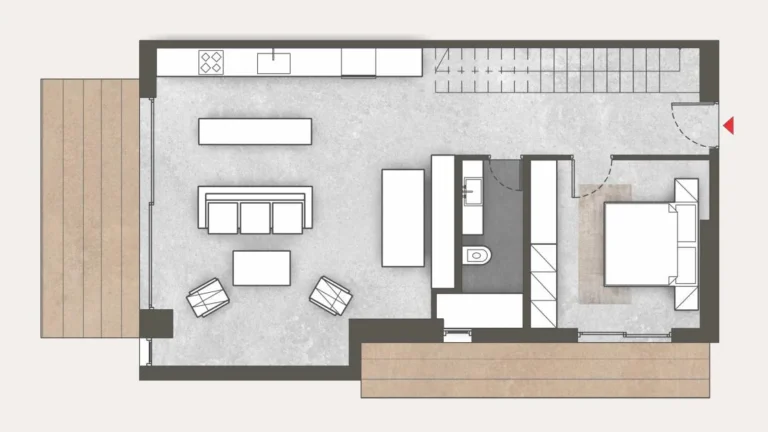 Floor plan of apartment 45 at Platonos Gardens, level 1