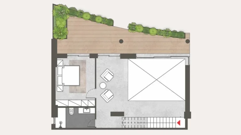 Floor plan of apartment 46 at Platonos Gardens, level 1