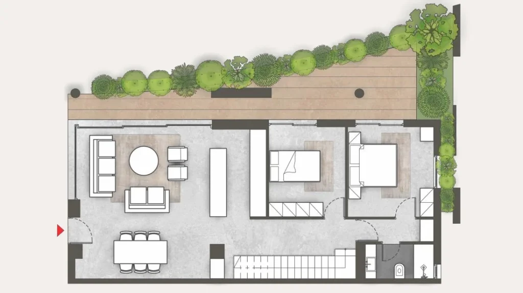 Floor plan of apartment 47 at Platonos Gardens, level 1