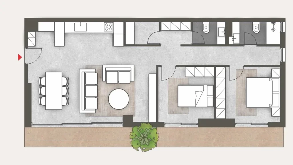 Floor plan of apartment 48 at Platonos Gardens