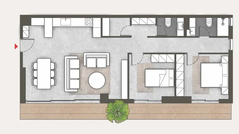Floor plan of apartment 48 at Platonos Gardens
