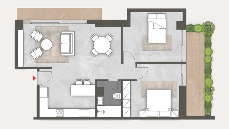 Floor plan of apartment 53 at Platonos Gardens