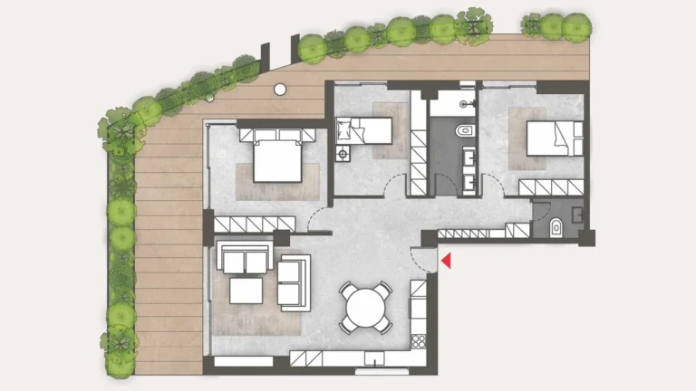 Floor plan of apartment 55 at Platonos Gardens