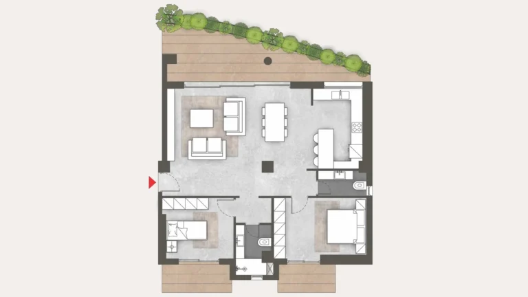 Floor plan of apartment 56 at Platonos Gardens