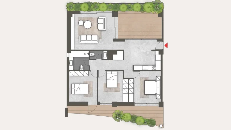Floor plan of apartment 67 at Platonos Gardens